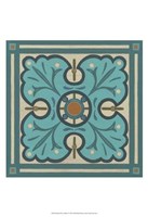 Piazza Tile in Blue IV Framed Print