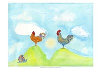 Hilltop Roosters by Ingrid Blixt - 19" x 13"