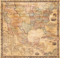 1856 Mitchell Wall Map of the United States and North America Fine Art Print