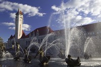 Fountains in front of a railroad station, Milles Fountain, Union Station, St. Louis, Missouri, USA Fine Art Print
