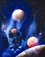 Conceptualized universe with planets (vertical) Fine Art Print
