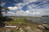 Rocks on the coast, Annisquam Harbor Light, Gloucester, Cape Ann, Massachusetts, USA Fine Art Print