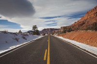 Highway passing through a landscape, Utah State Route 24, Capitol Reef National Park, Torrey, Wayne County, Utah, USA Fine Art Print