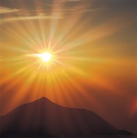 Sun Shinning Over the Mountain, Computer graphics, Lens Flare Fine Art Print