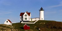 Lighthouse on the hill, Cape Neddick Lighthouse, Cape Neddick, York, Maine, USA Fine Art Print