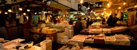 People buying fish in a fish market, Tsukiji Fish Market, Tsukiji, Tokyo Prefecture, Kanto Region, Japan Fine Art Print