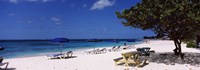 Beach chairs on the beach, Shoal Bay Beach, Anguilla Fine Art Print