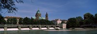 Church at the riverside, St. Luke Church, Isar, Munich, Bavaria, Germany Fine Art Print