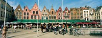 Market at a town square, Bruges, West Flanders, Flemish Region, Belgium Fine Art Print