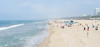 Tourists on the beach, Santa Monica Beach, Santa Monica, Los Angeles County, California, USA Fine Art Print