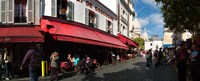 Busy street lined with bistros, Montmarte, Paris, Ile-de-France, France by Panoramic Images - 22" x 9"