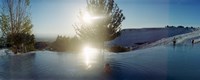 Boy enjoying the hot springs and travertine pool, Pamukkale, Denizli Province, Turkey Fine Art Print
