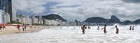 People enjoying on Copacabana Beach with Sugarloaf Mountain in background, Rio De Janeiro, Brazil Fine Art Print