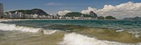 Waves on Copacabana Beach with Sugarloaf Mountain in background, Rio De Janeiro, Brazil Fine Art Print