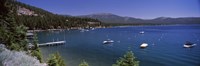 Boats in a lake with mountains in the background, Lake Tahoe, California, USA by Panoramic Images - 27" x 9"