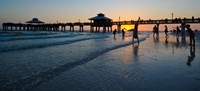 Pier at sunset, Fort Myers Beach, Estero Island, Lee County, Florida, USA Fine Art Print