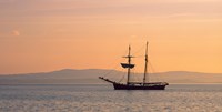 Tall ship in the Baie De Douarnenez at sunrise, Finistere, Brittany, France Fine Art Print