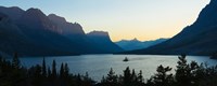 Sunset over St. Mary Lake with Wild Goose Island, US Glacier National Park, Montana, USA Fine Art Print
