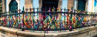 Colorful Bonfim wish ribbons tied around at Church of Nosso Senhor do Bonfim, Pelourinho, Salvador, Bahia, Brazil by Panoramic Images - 23" x 9"