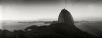 Sugarloaf Mountain at sunset, Rio de Janeiro, Brazill (black and white) by Panoramic Images - 24" x 9"