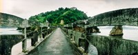 Stone bridge leading to a small island, Niteroi, Rio de Janeiro, Brazil Fine Art Print