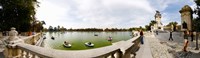 Boats in a lake, Buen Retiro Park, Madrid, Spain Fine Art Print