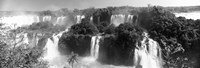 Floodwaters at Iguacu Falls in black and white, Brazil Fine Art Print