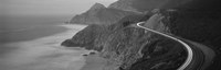 Dusk Highway 1 Pacific Coast CA (black and white) Framed Print