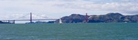 Suspension bridge with a mountain range in the background, Golden Gate Bridge, Marin Headlands, San Francisco, California, USA by Panoramic Images - 31" x 9"