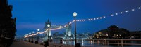 Tower Bridge London England (Nighttime with Lights) by Panoramic Images - 36" x 12"