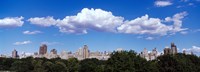 Trees with row of buildings, Central Park, Manhattan, New York City, New York State, USA Fine Art Print