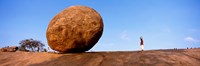 Low angle view of a sacred rock, Krishna's Butterball, Mahabalipuram, Tamil Nadu, India Fine Art Print