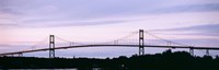 Silhouette of a suspension bridge across a river, Thousand Islands Bridge, St. Lawrence River, New York State, USA Fine Art Print