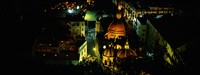 High angle view of buildings lit up at night, Guanajuato, Mexico Fine Art Print