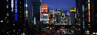 Buildings lit up at night, Shinjuku Ward, Tokyo Prefecture, Kanto Region, Japan Fine Art Print