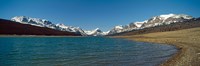 Lake with snow covered mountains in the background, Sherburne Lake, US Glacier National Park, Montana, USA Fine Art Print