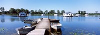 Boathouses in a lake, Lake Erie, Erie, Pennsylvania, USA by Panoramic Images - 34" x 12"