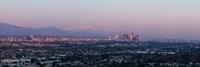 City with mountains in the background, Los Angeles, California, USA Fine Art Print