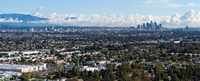 City with mountain range in the background, Mid-Wilshire, Los Angeles, California, USA Fine Art Print