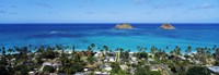 High angle view of a town at waterfront, Lanikai, Oahu, Hawaii, USA Fine Art Print