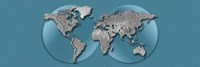 Close-up of a World Map (blue) by Panoramic Images - various sizes