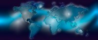 Flat world map on blue background Fine Art Print