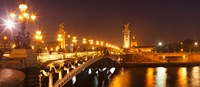 Bridge across the river at night, Pont Alexandre III, Seine River, Paris, Ile-De-France, France Fine Art Print
