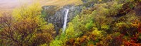 Waterfall in autumn, Eas Mor, Allt Coire Na Banachdich, Glen Brittle, Isle Of Skye, Inner Hebrides, Scotland Fine Art Print