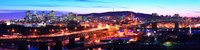 Jacques Cartier Bridge with city lit up at dusk, Montreal, Quebec, Canada 2012 Fine Art Print
