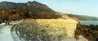Ancient antique theater at sunset with the Mediterranean sea in the background, Kas, Antalya Province, Turkey Fine Art Print