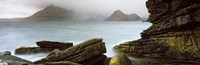 Rock formations at coast, Black Cuillin, Elgol, Isle of Skye, Inner Hebrides, Highlands Region, Scotland Fine Art Print