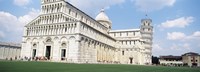 Tower with a cathedral, Leaning Tower Of Pisa, Pisa Cathedral, Piazza Dei Miracoli, Pisa, Tuscany, Italy Fine Art Print