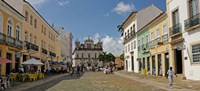Sidewalk cafes on a street in Pelourinho, Salvador, Bahia, Brazil Fine Art Print