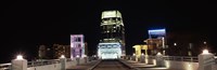 Skyline at night  from Shelby Street Bridge, Nashville, Tennessee Fine Art Print